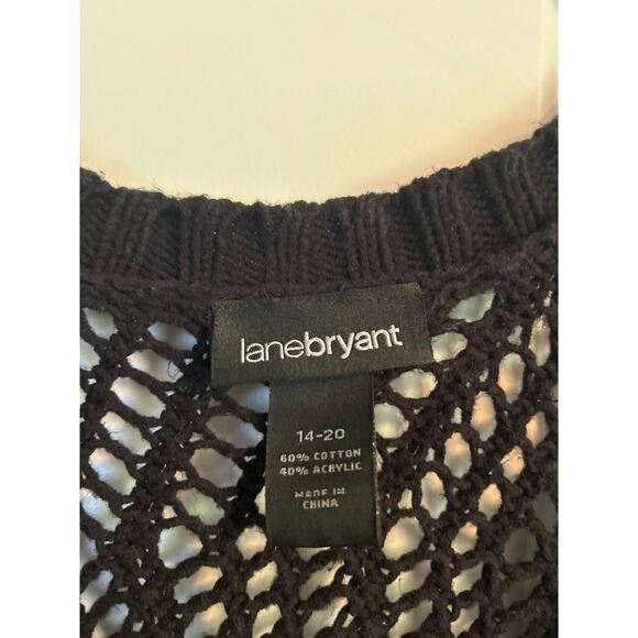 VGUC Lane Bryant Open Weave Black Sweater 3/4 Sleeves V Neck Size 14-20 - Picture 3 of 6